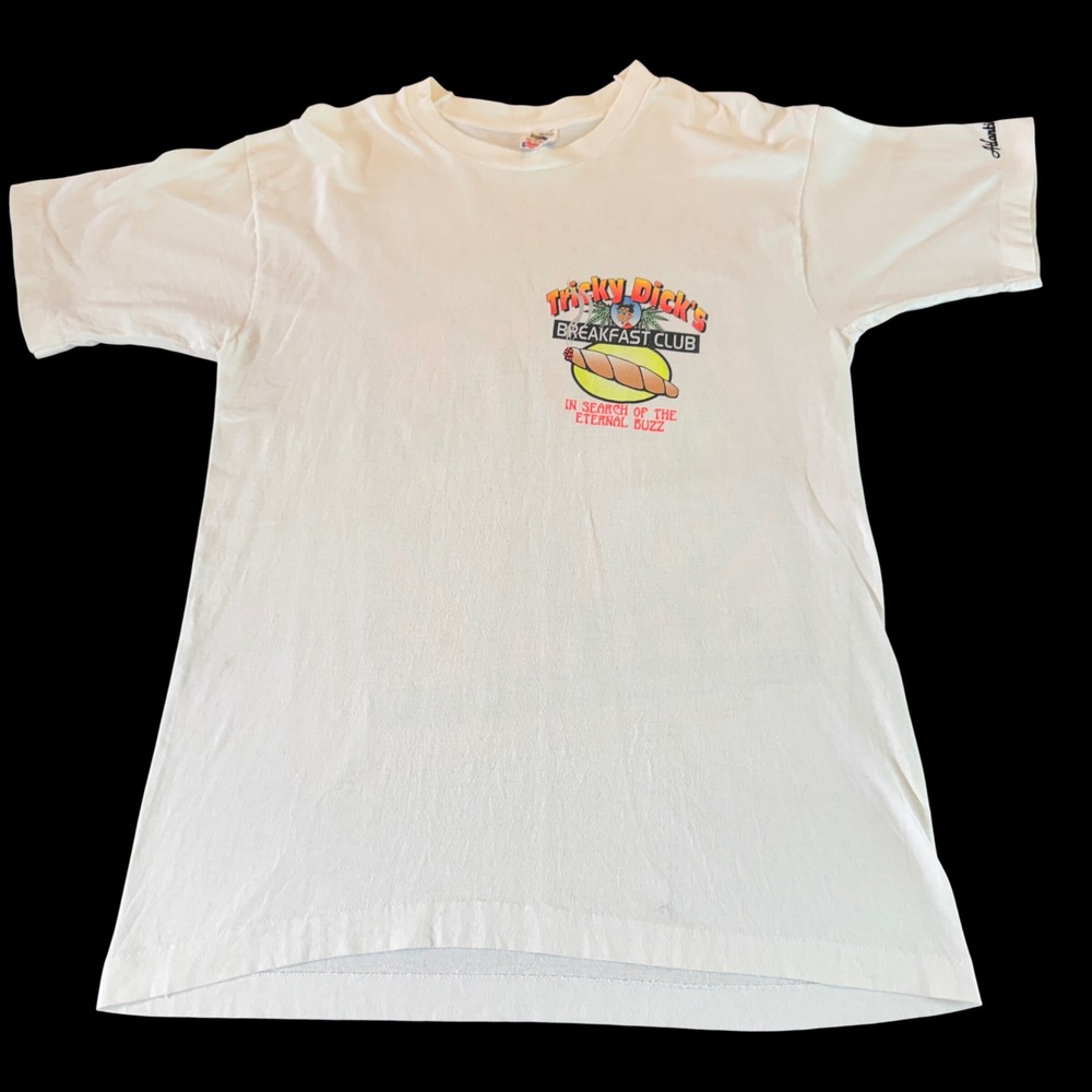 Fruit of the Loom Mens T-Shirt L White Wake N Bake Tricky Dicks Vintage 90s